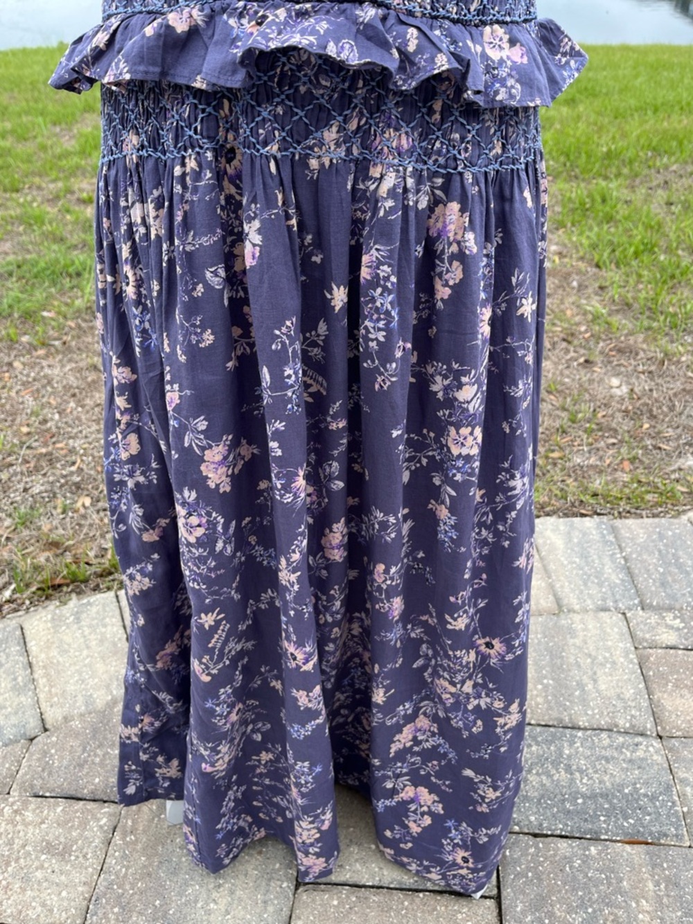 NWOT Anthropologie Floral Smocked Waist Purple Summer Dress Size XL - Picture 7 of 16